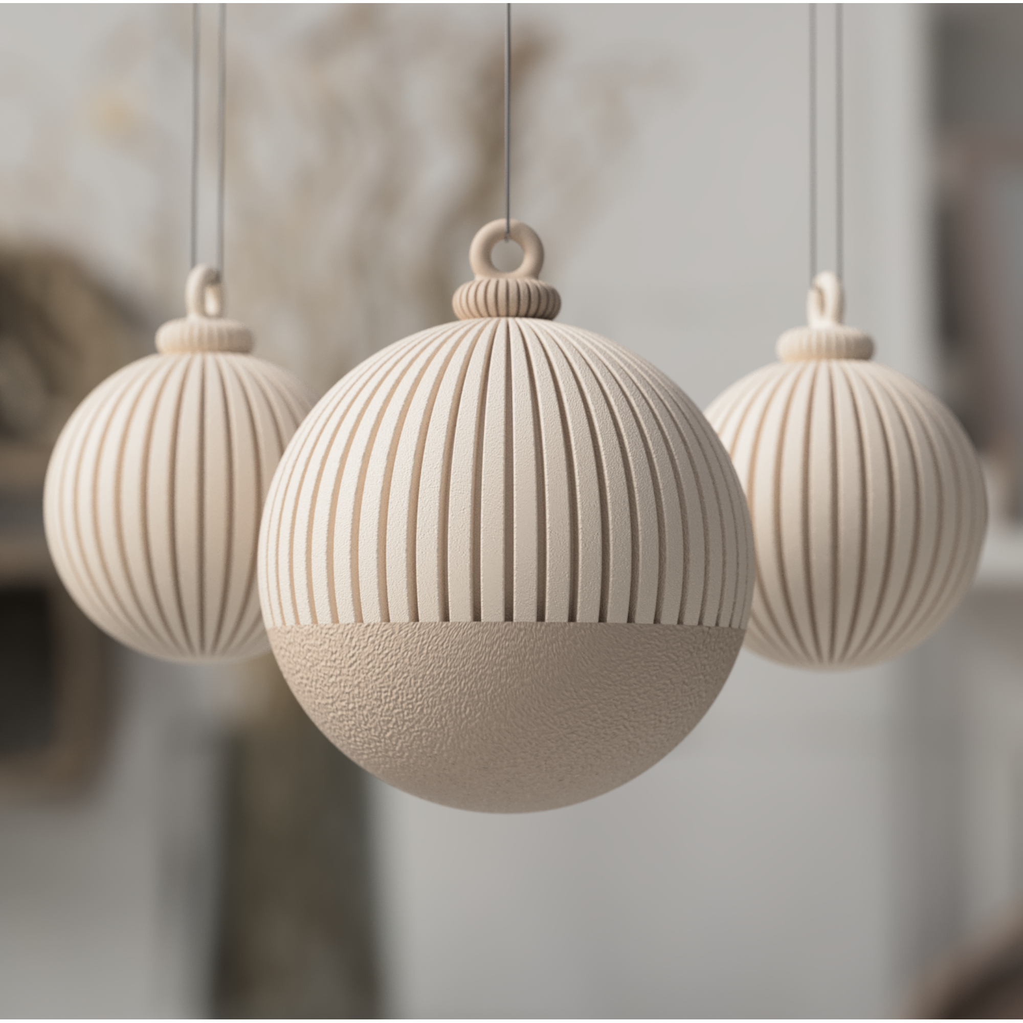Japandi Christmas Ball · Minimalistische Weihnachtskugel · 3D Druck